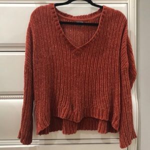 Burnt Orange Chenille High-Low Sweater